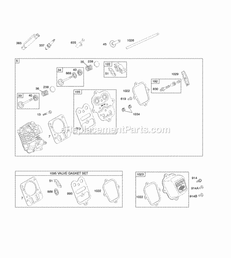 Cylinder Head KitValve Gasket Diagram and Parts List for 12K332-0110-01  Briggs and Stratton Engine